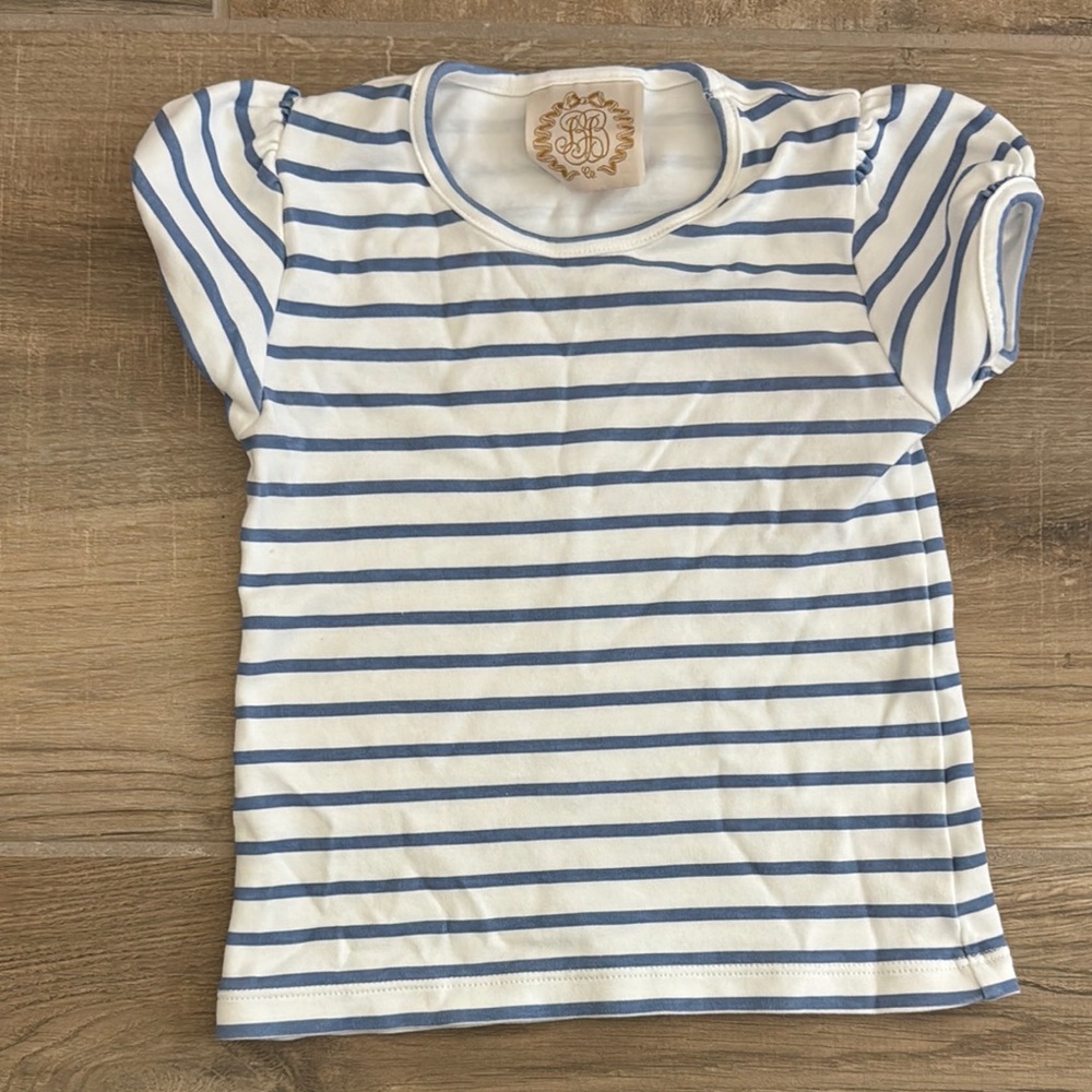 The Beaufort Bonnet Company Blue and White Striped Short Sleeve Tee